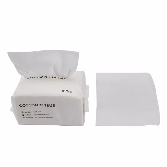 Soft Dry Wipe Unscented Cotton Tissues for Baby Sensitive Skin Care and Removing Face Eye Heavy Makeup Disposable Facial Cotton Tissues