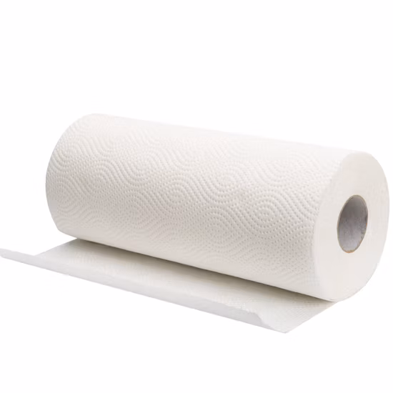 Serviette en papier de cuisine en relief à haute capacité d'absorption de pâte de bois vierge à 100 %
