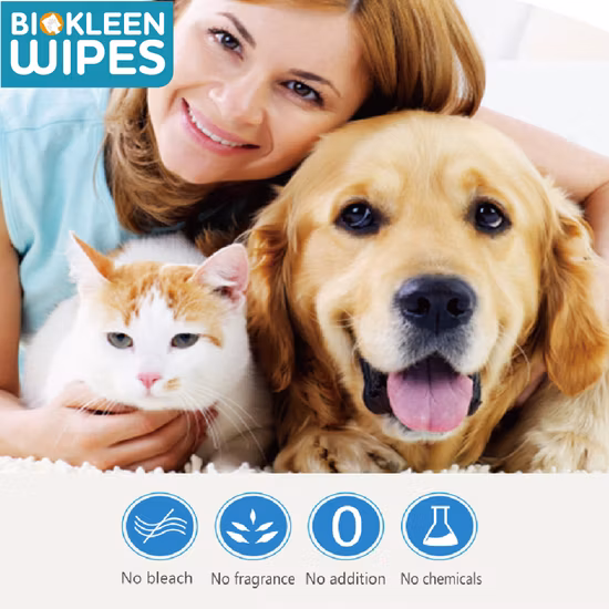 Biokleen 35 CT Taille de voyage Chine Fournisseurs Sensibles Grands produits amicaux Fabriqués Distributeurs de luxe Chien Chat Hygiène Animaux Lingettes humides sèches
